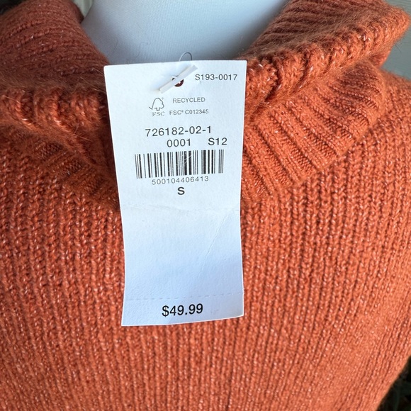 Old Navy SMALL Cozy Orange Half Zip Knit Sweater Pullover High Neck - Picture 4 of 8